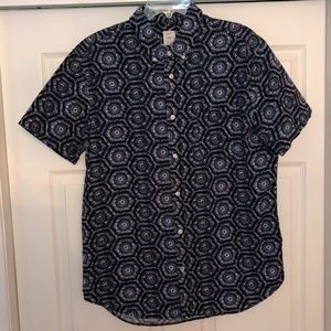 Gap Tile Print Textured Button Down, Navy, XL